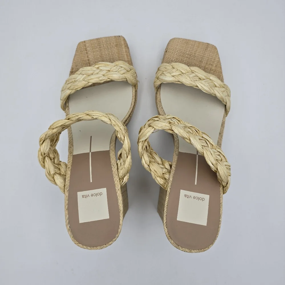 Dolce Vita Braided Natural Raffia Platform Sandal - Picture 8 of 14